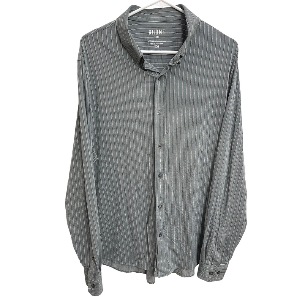 Rhone Commuter Shirt Slim Fit XL Gray White Pinstripe Performance Button Down